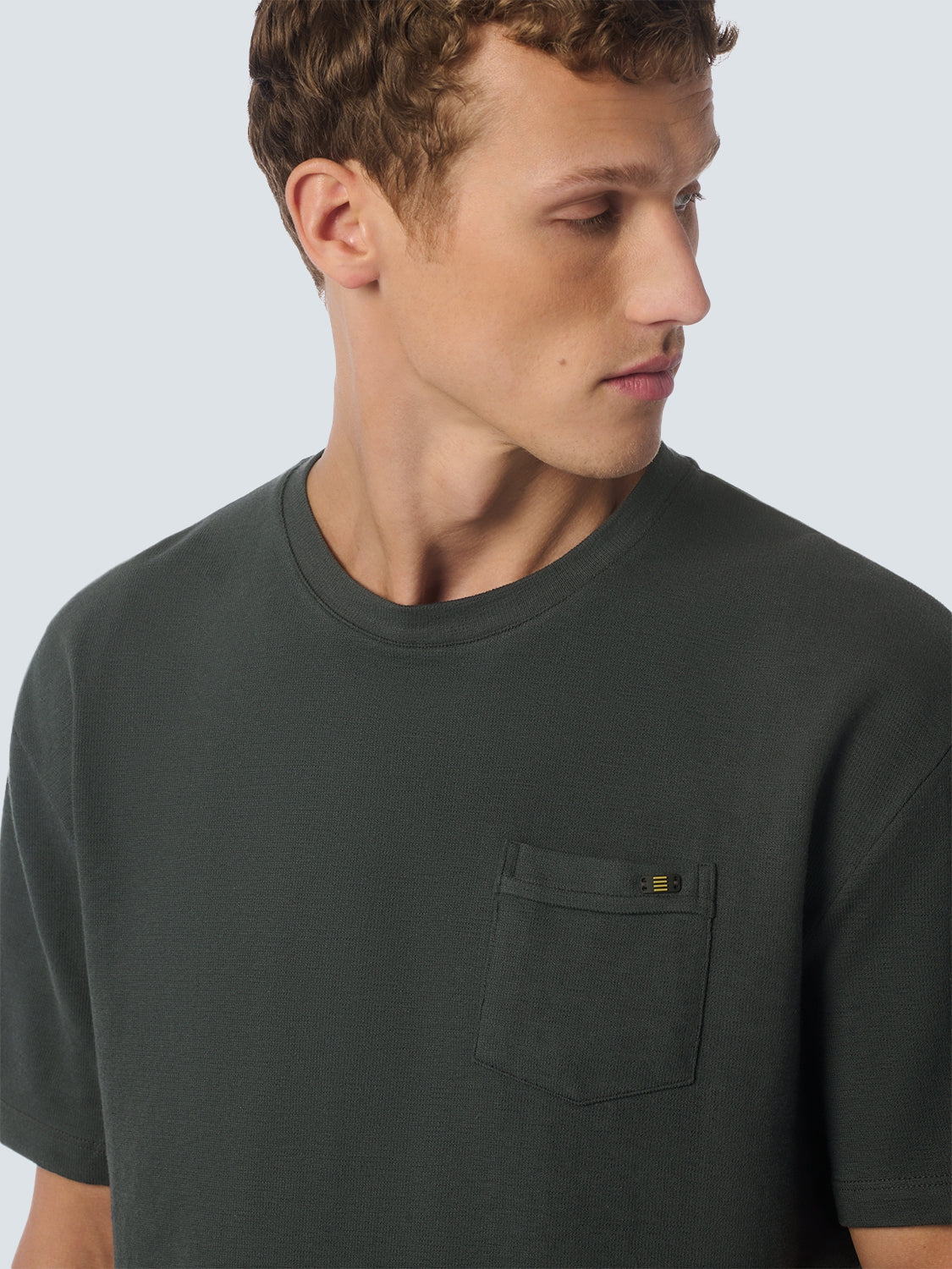 T-shirt Ronde hals Solid Jacquard Slub | Dark Steel