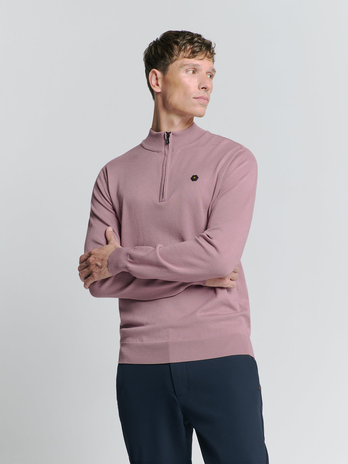 Sweater met halve rits | Mauve