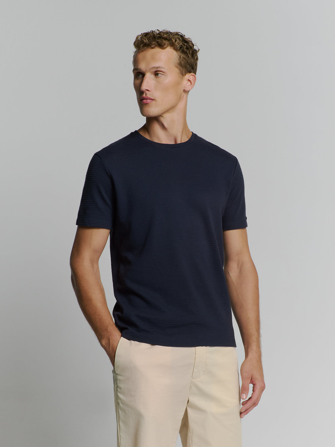 T-shirt met ronde hals | Diepblauw