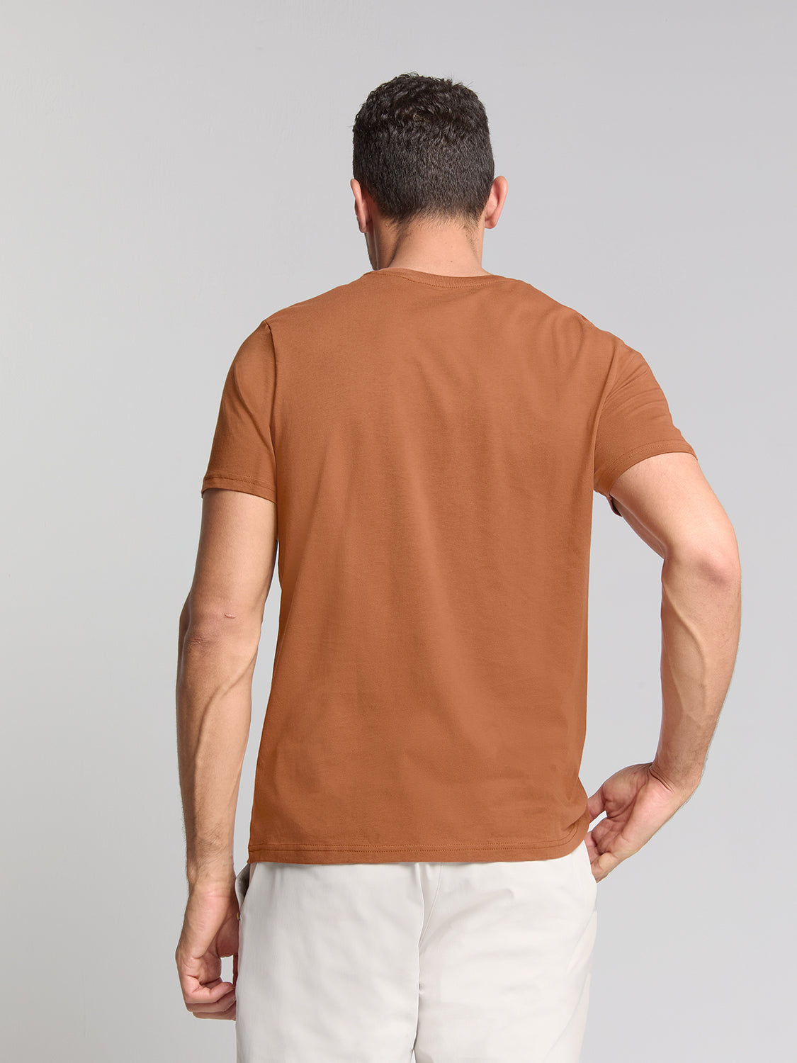 T-shirt met ronde hals | Caramel