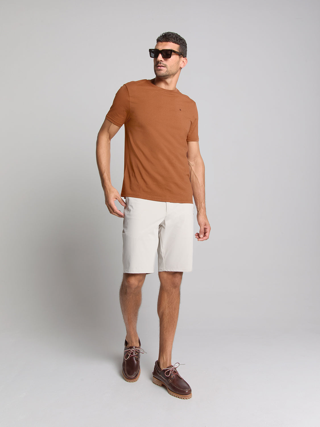 T-shirt met ronde hals | Caramel