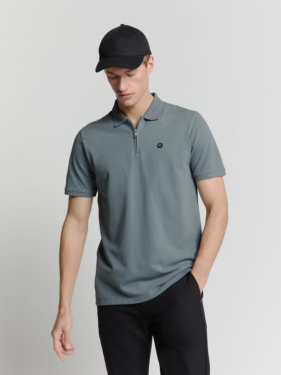 Piqué poloshirt | Blauw gewassen