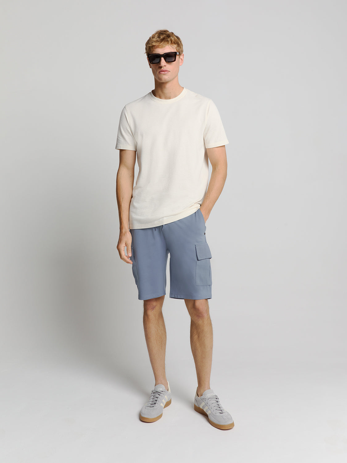 Jersey kort | Blauw gewassen