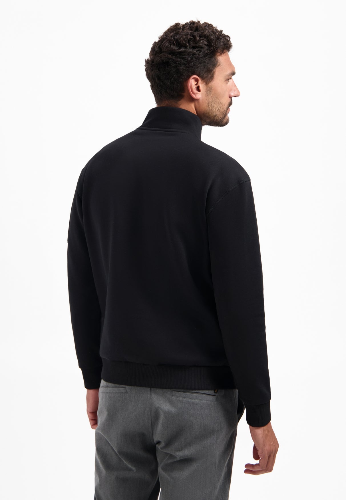 Sweater met halve rits | Zwart