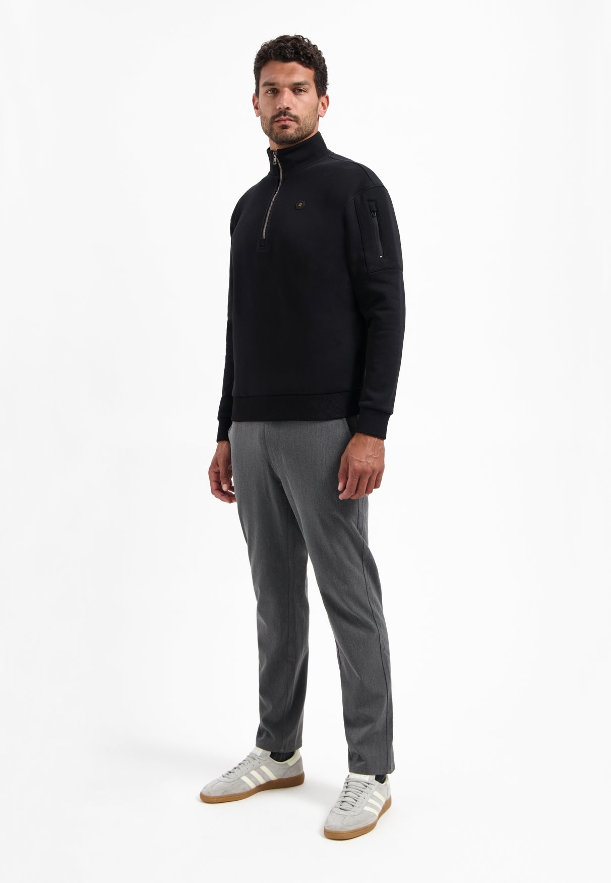 Sweater met halve rits | Zwart