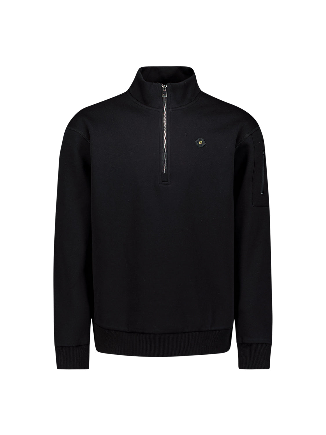 Sweater met halve rits | Zwart