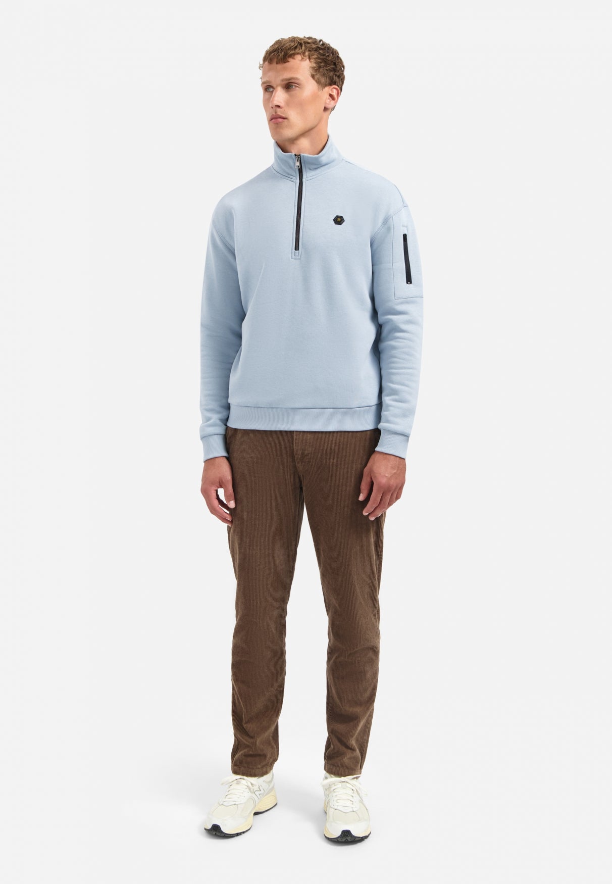 Sweater met halve rits | Dusty Blue