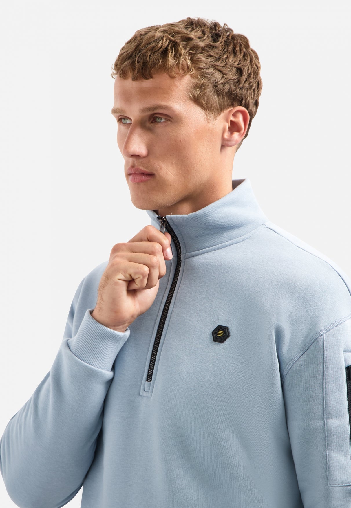 Sweater met halve rits | Dusty Blue