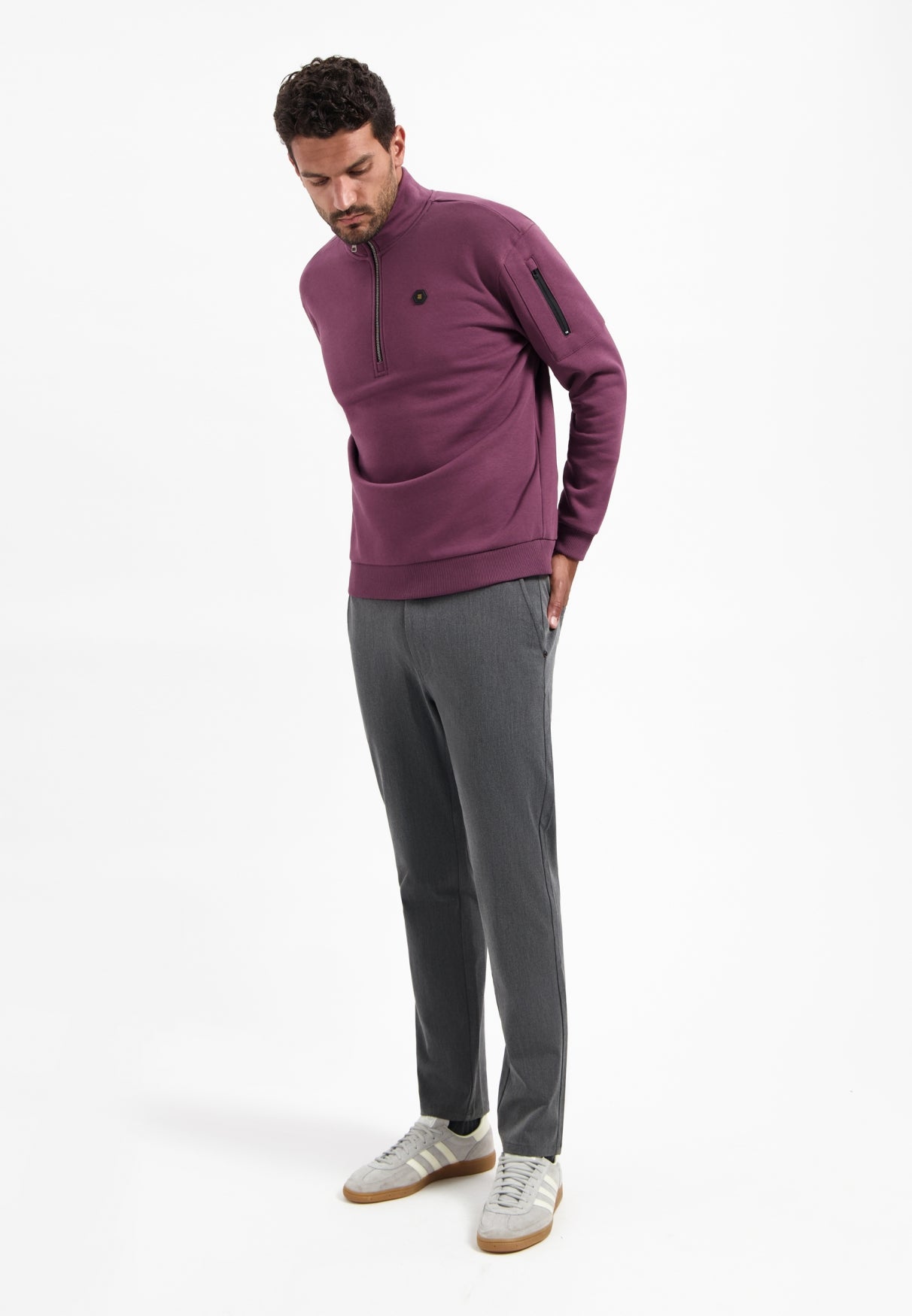 Sweater met halve rits Donkere wijn