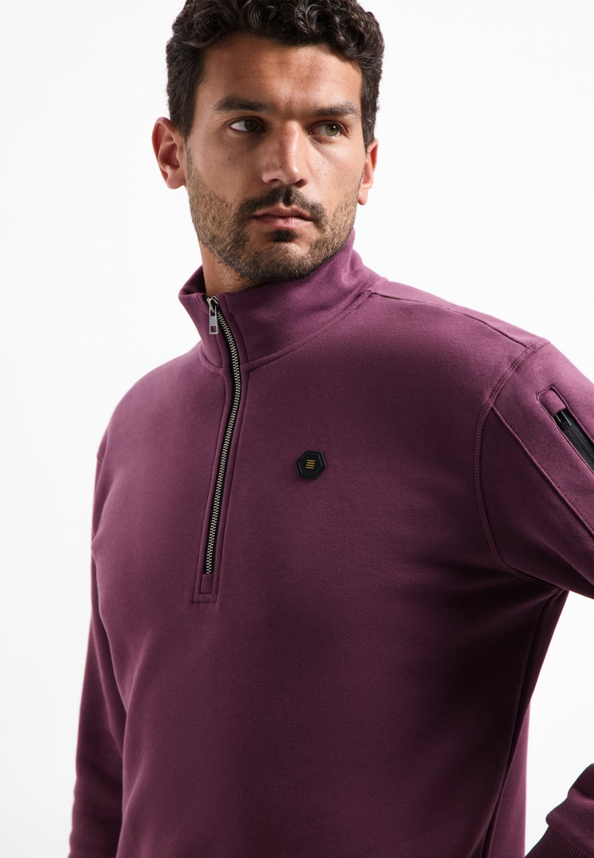 Sweater met halve rits Donkere wijn