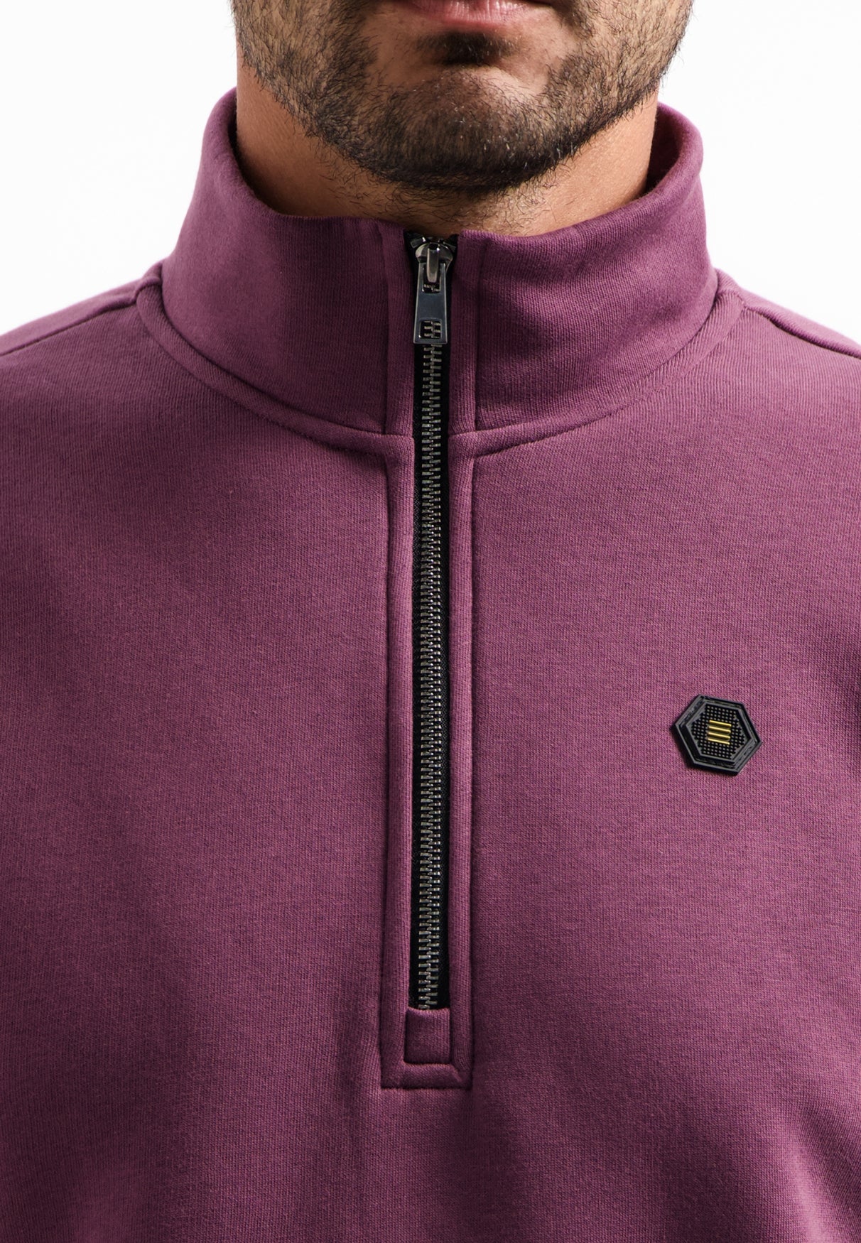 Sweater met halve rits Donkere wijn