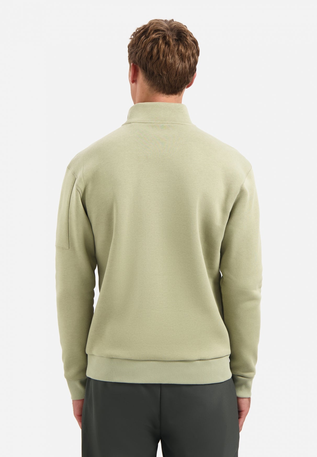 Sweater met halve rits | Light Moss