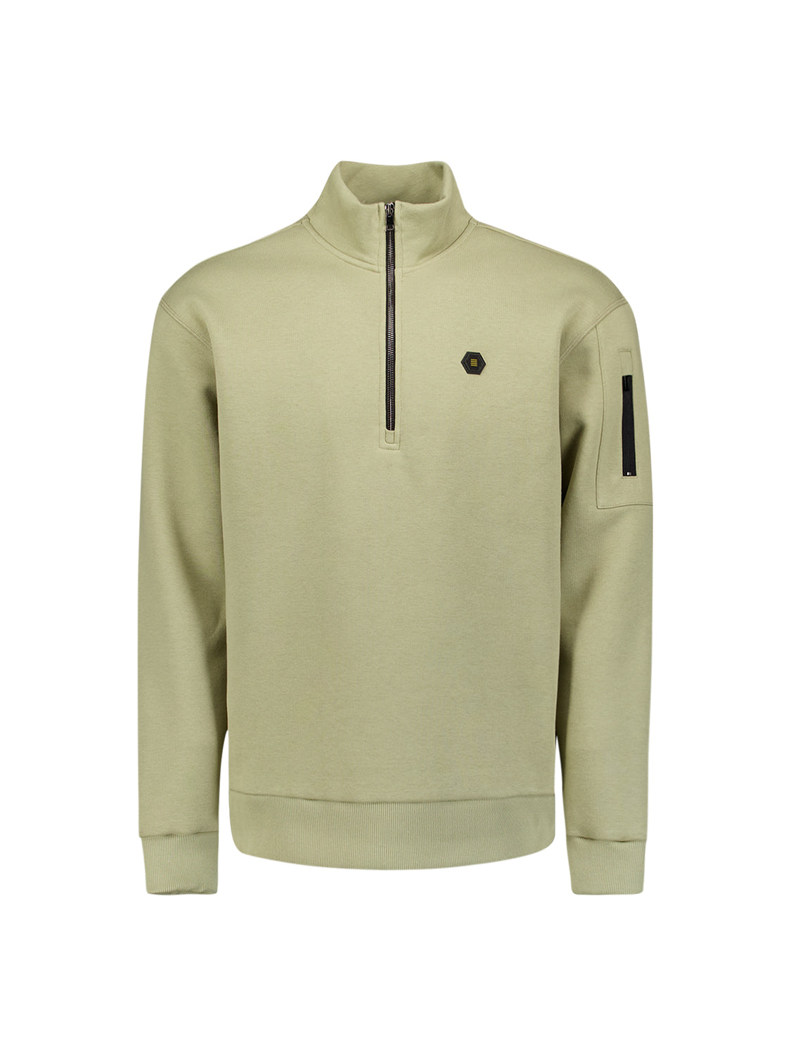 Sweater met halve rits | Light Moss