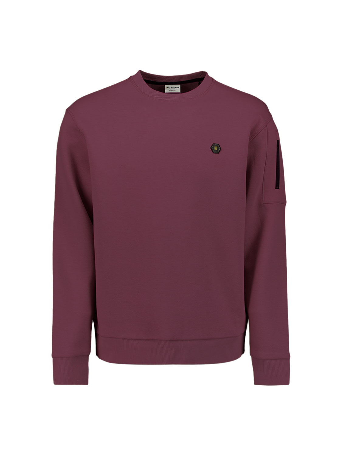 Ronde hals sweater met mouwrits | Dark Wine
