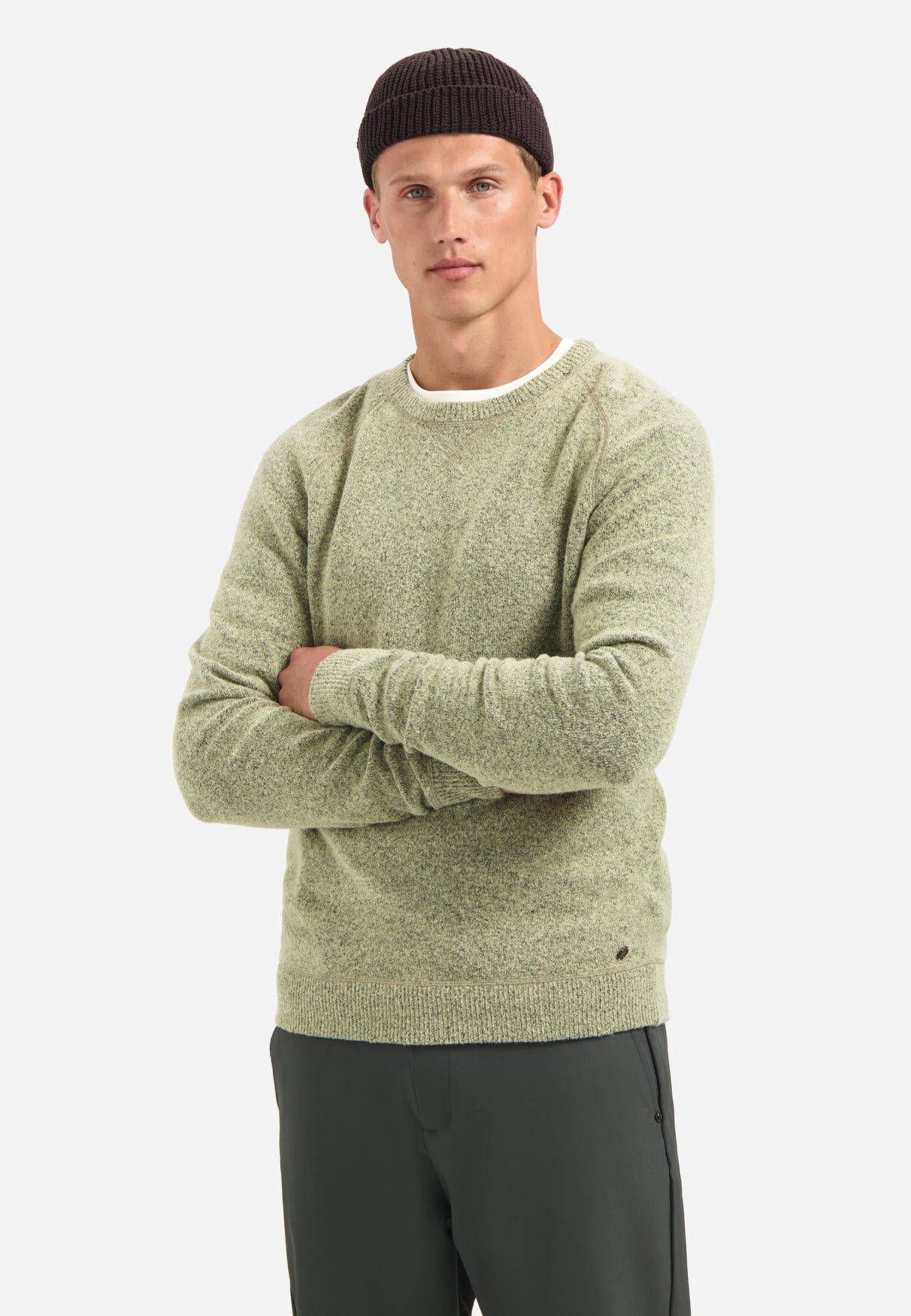 Trui van melange wol | Light Moss