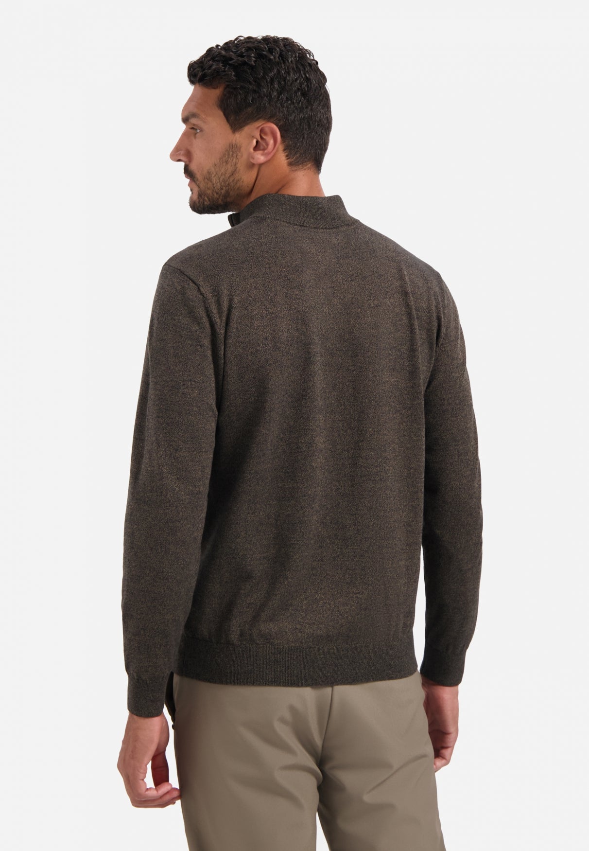 Trui met halve rits | Taupe