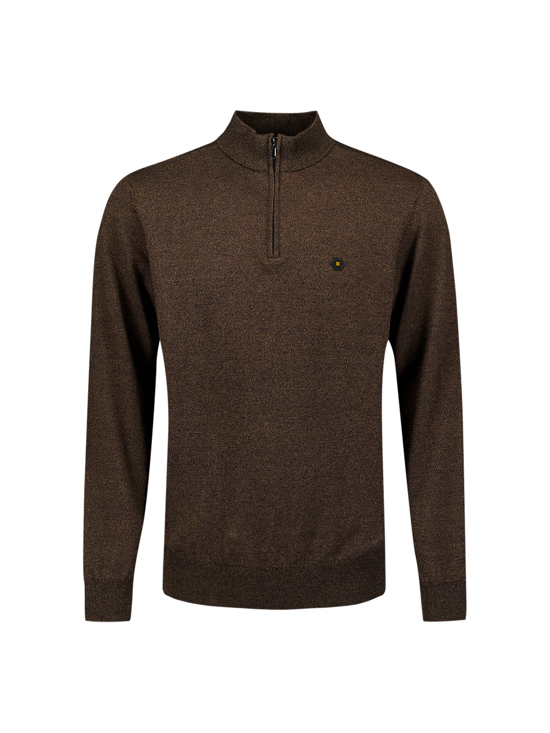 Trui met halve rits | Taupe