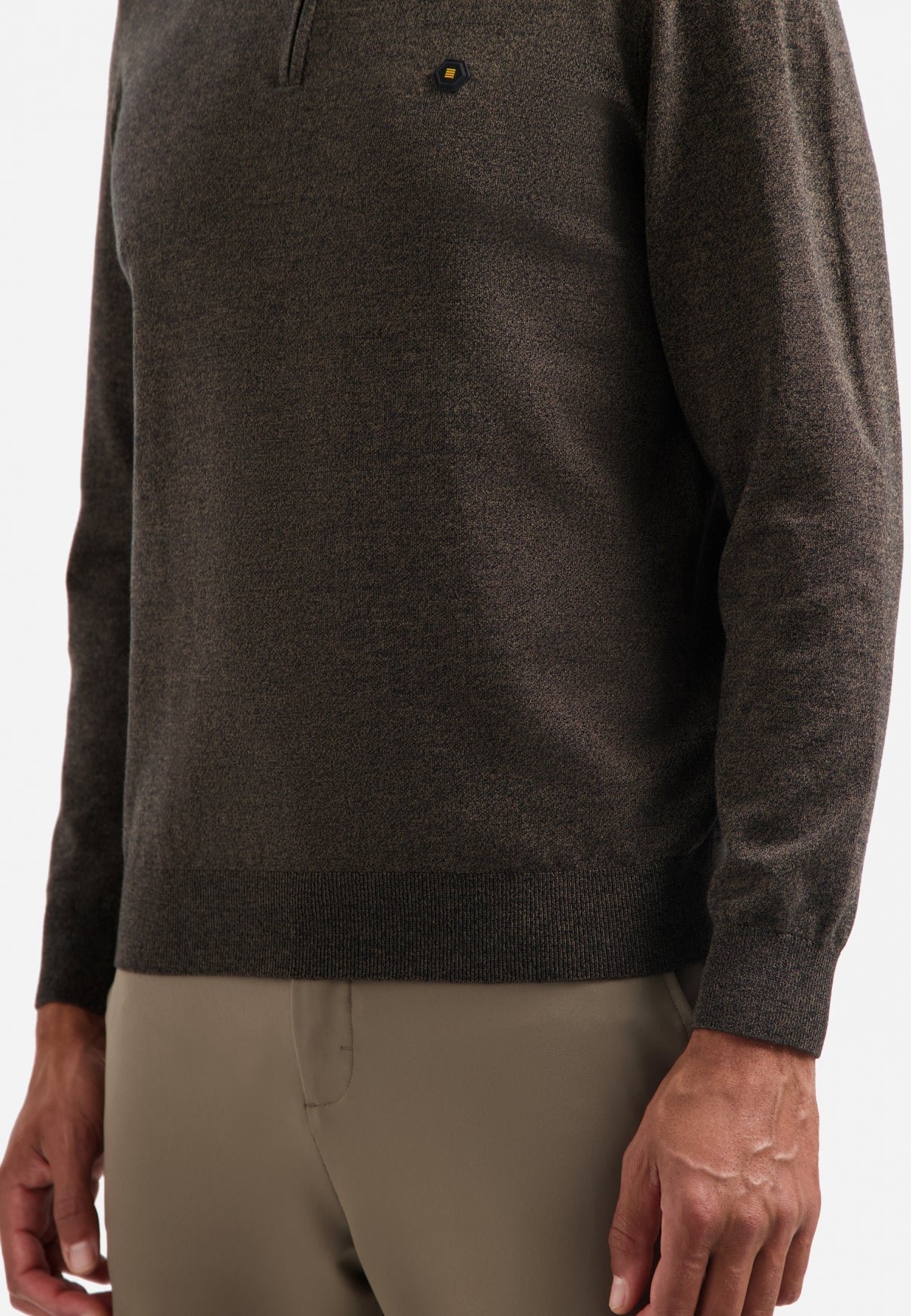 Trui met halve rits | Taupe