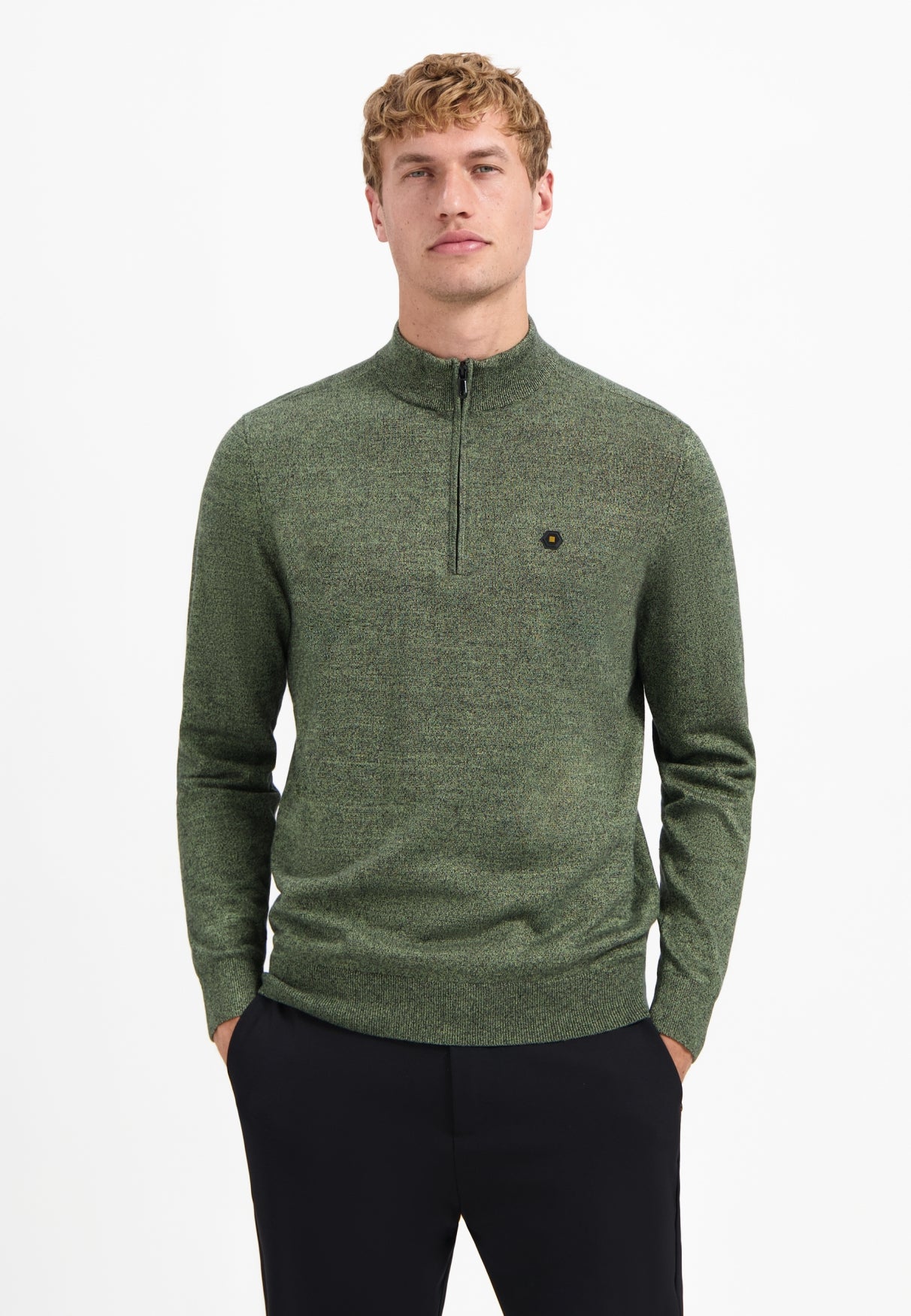 Trui met halflange rits | Light Moss