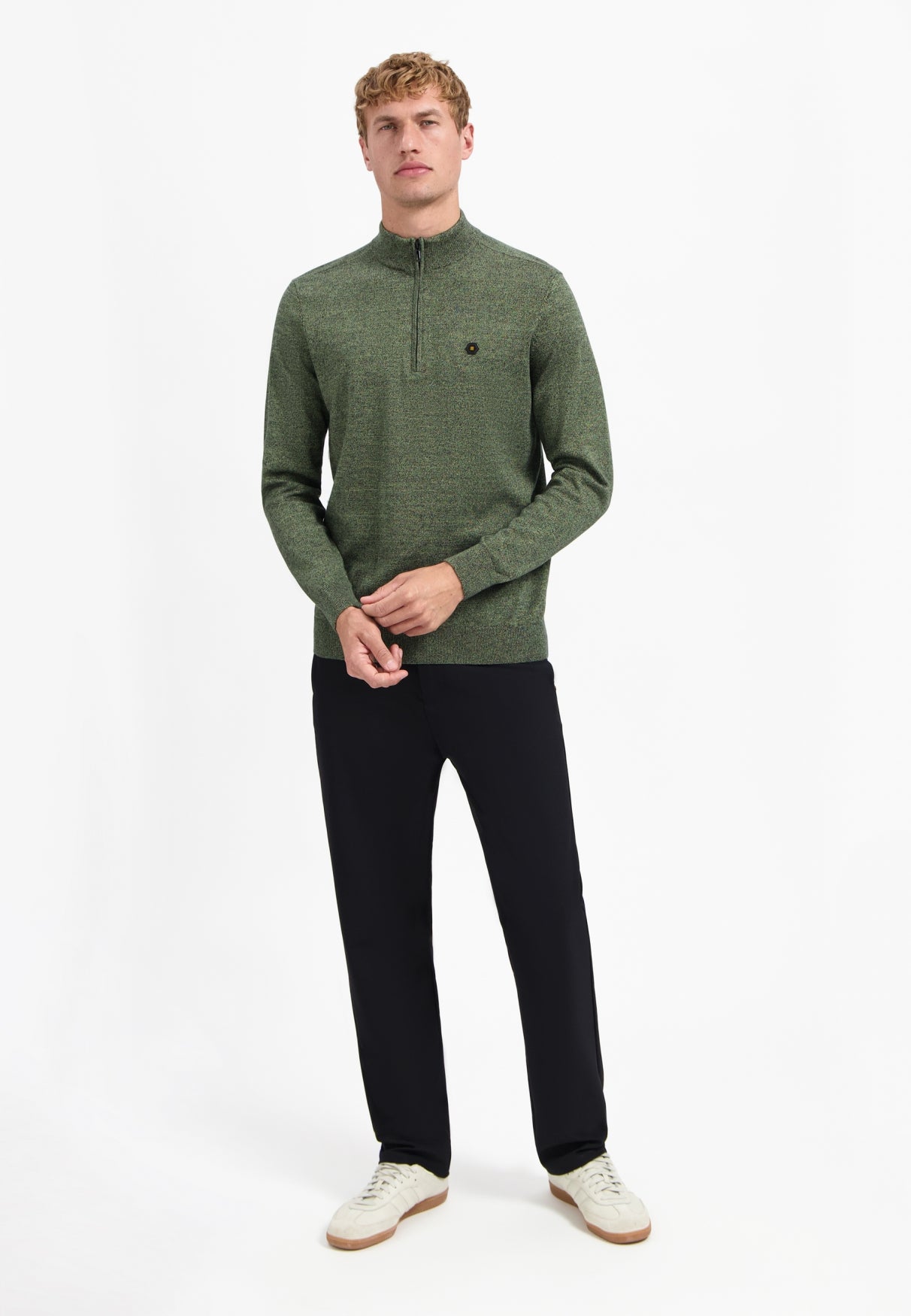 Trui met halflange rits | Light Moss