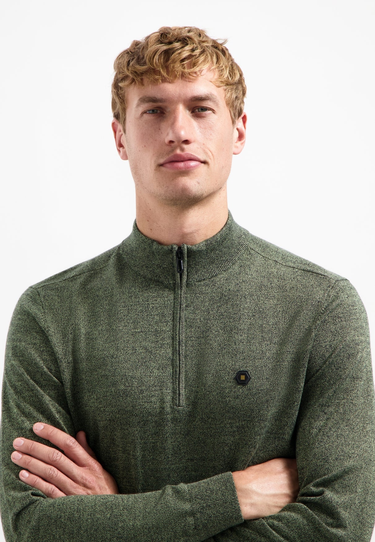 Trui met halflange rits | Light Moss