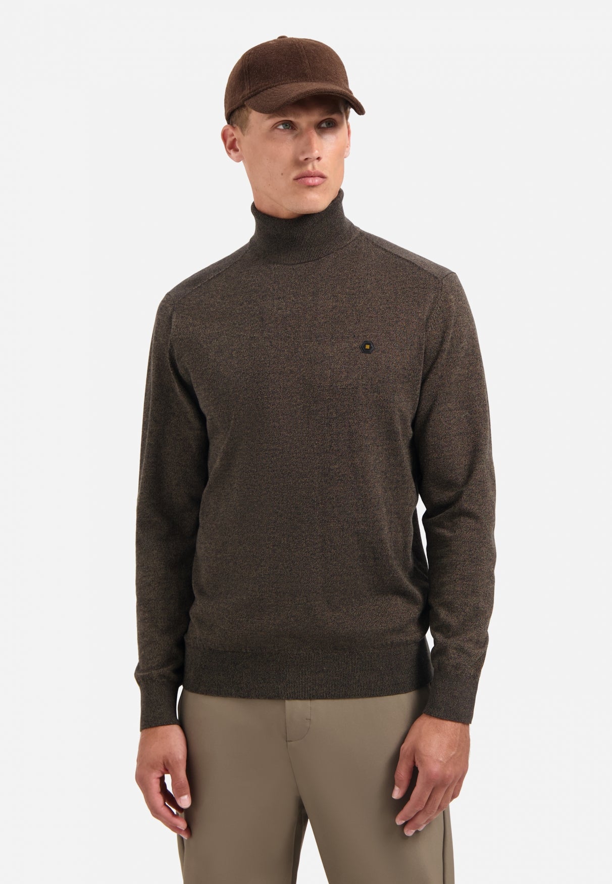 Trui met gemêleerde col | Taupe