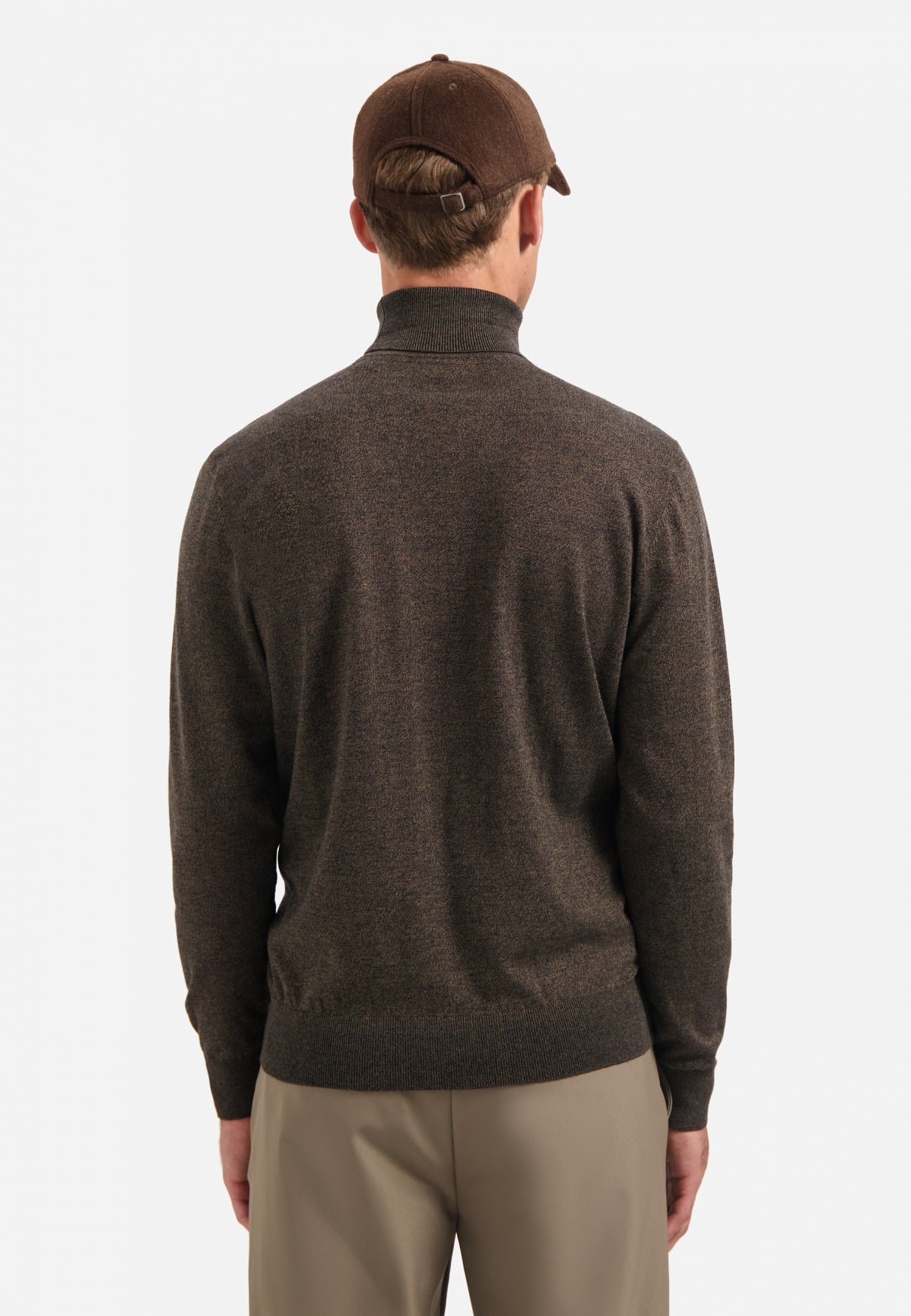 Trui met gemêleerde col | Taupe