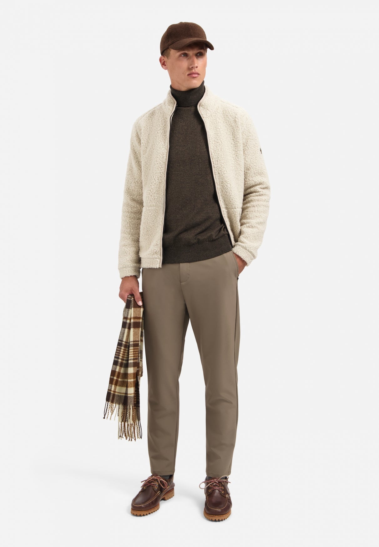 Trui met gemêleerde col | Taupe