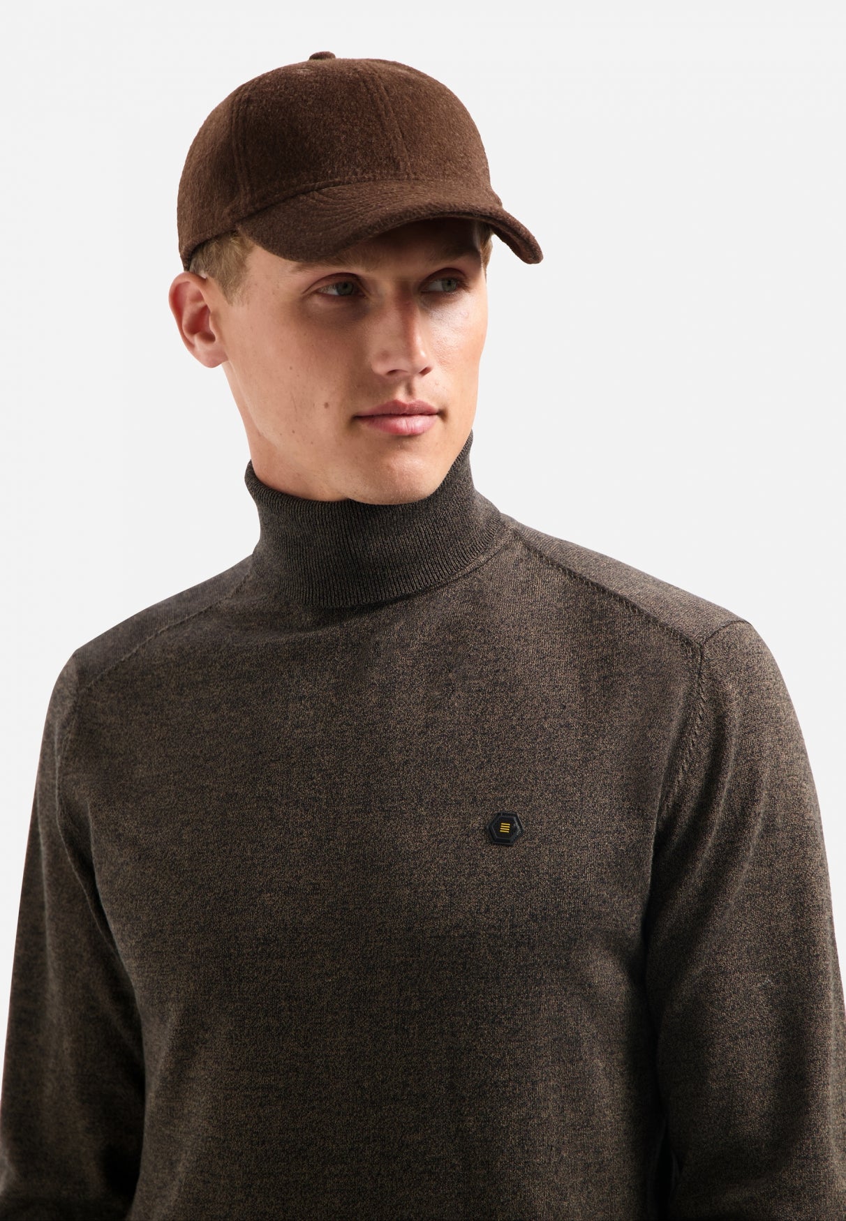 Trui met gemêleerde col | Taupe