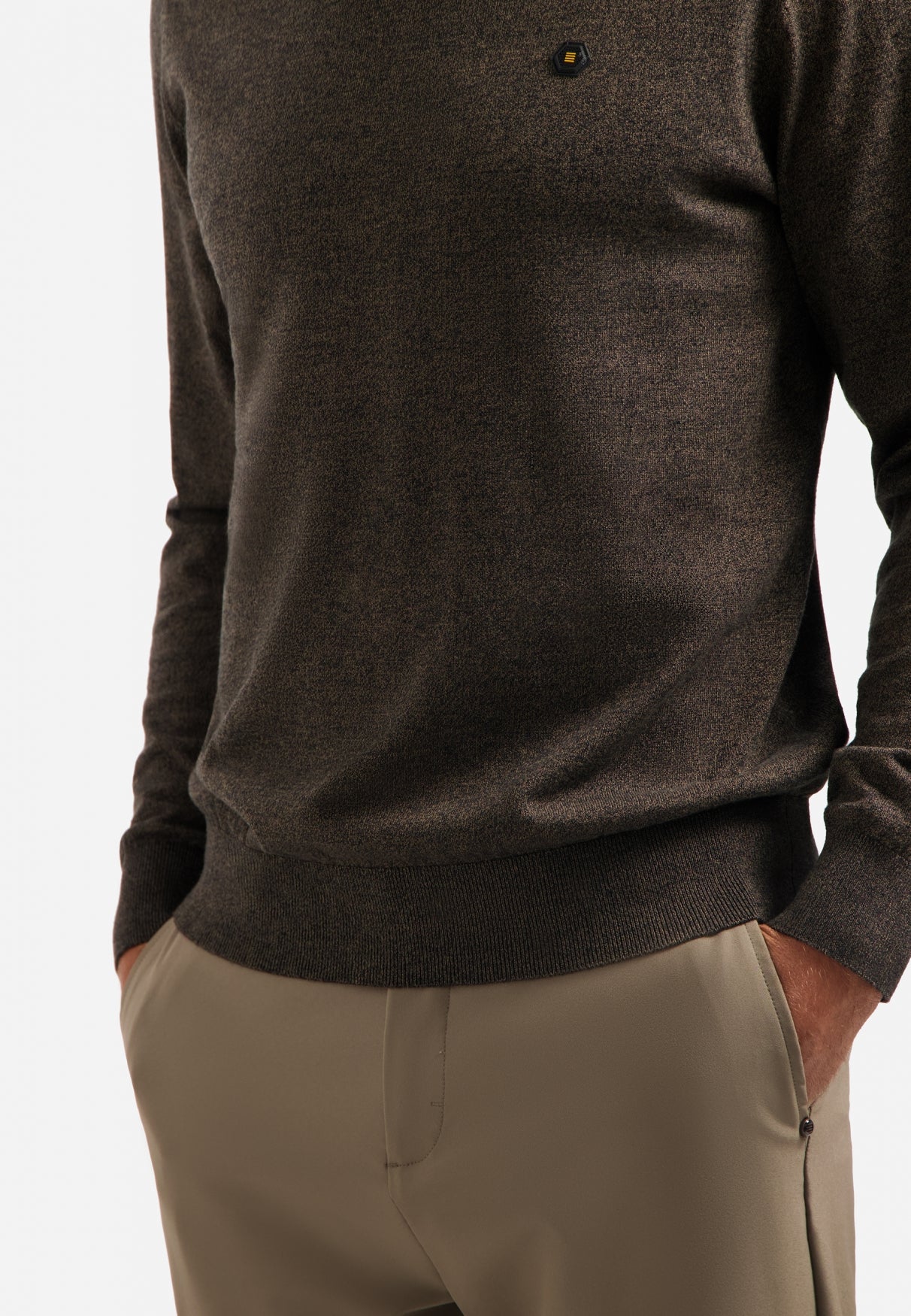 Trui met gemêleerde col | Taupe