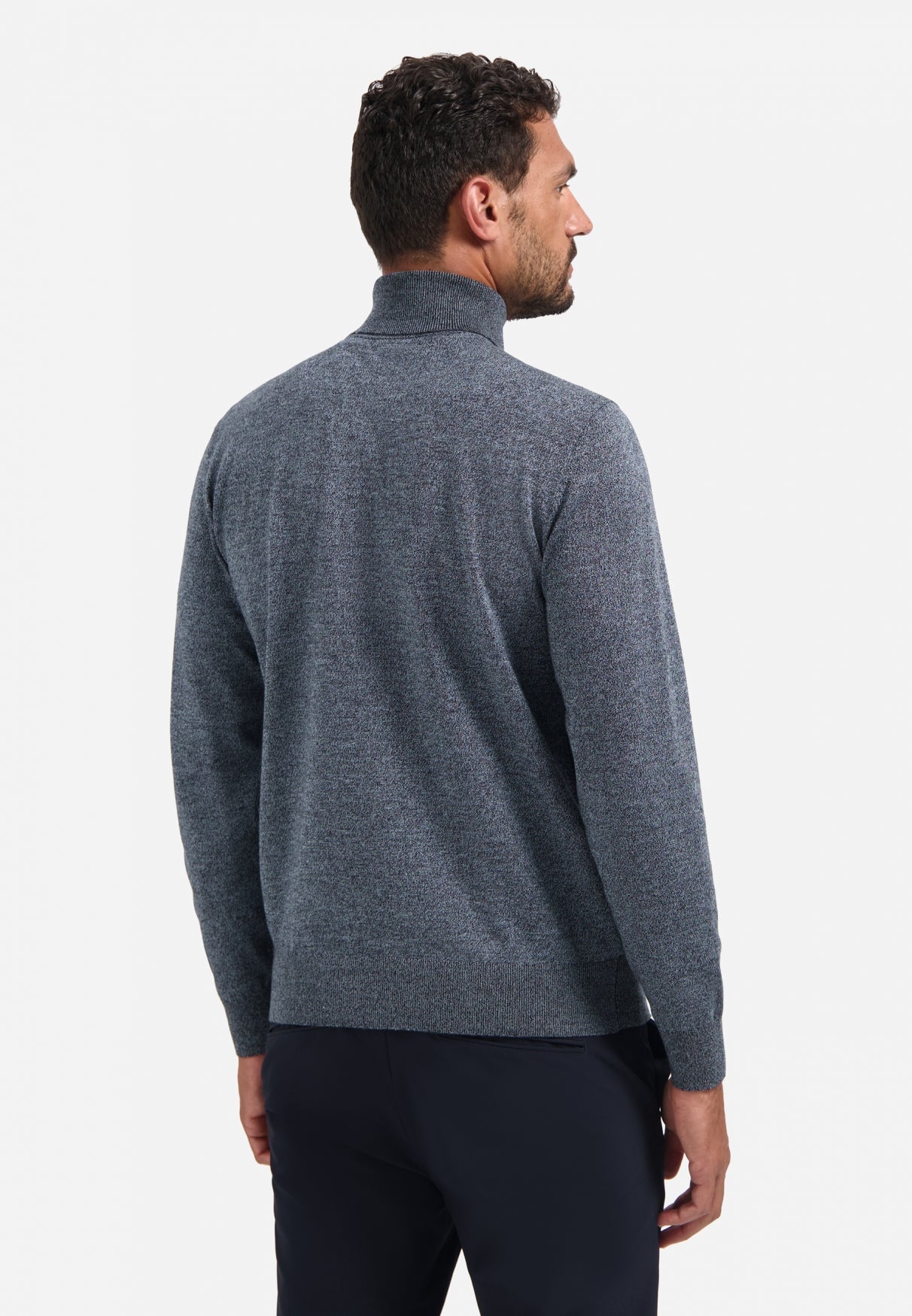 Trui met gemêleerde col | Dusty Blue