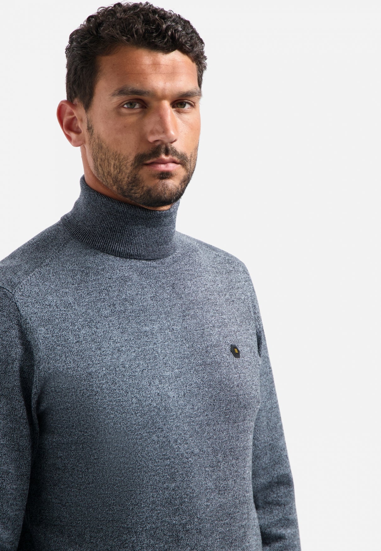 Trui met gemêleerde col | Dusty Blue