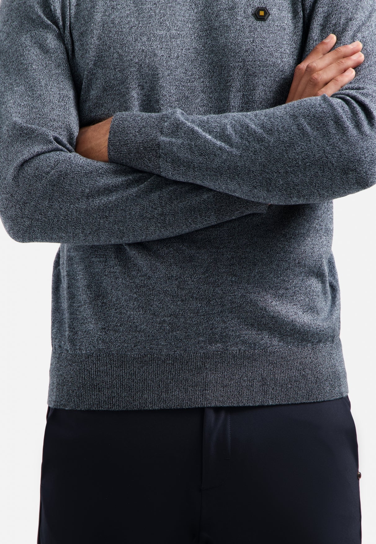 Trui met gemêleerde col | Dusty Blue