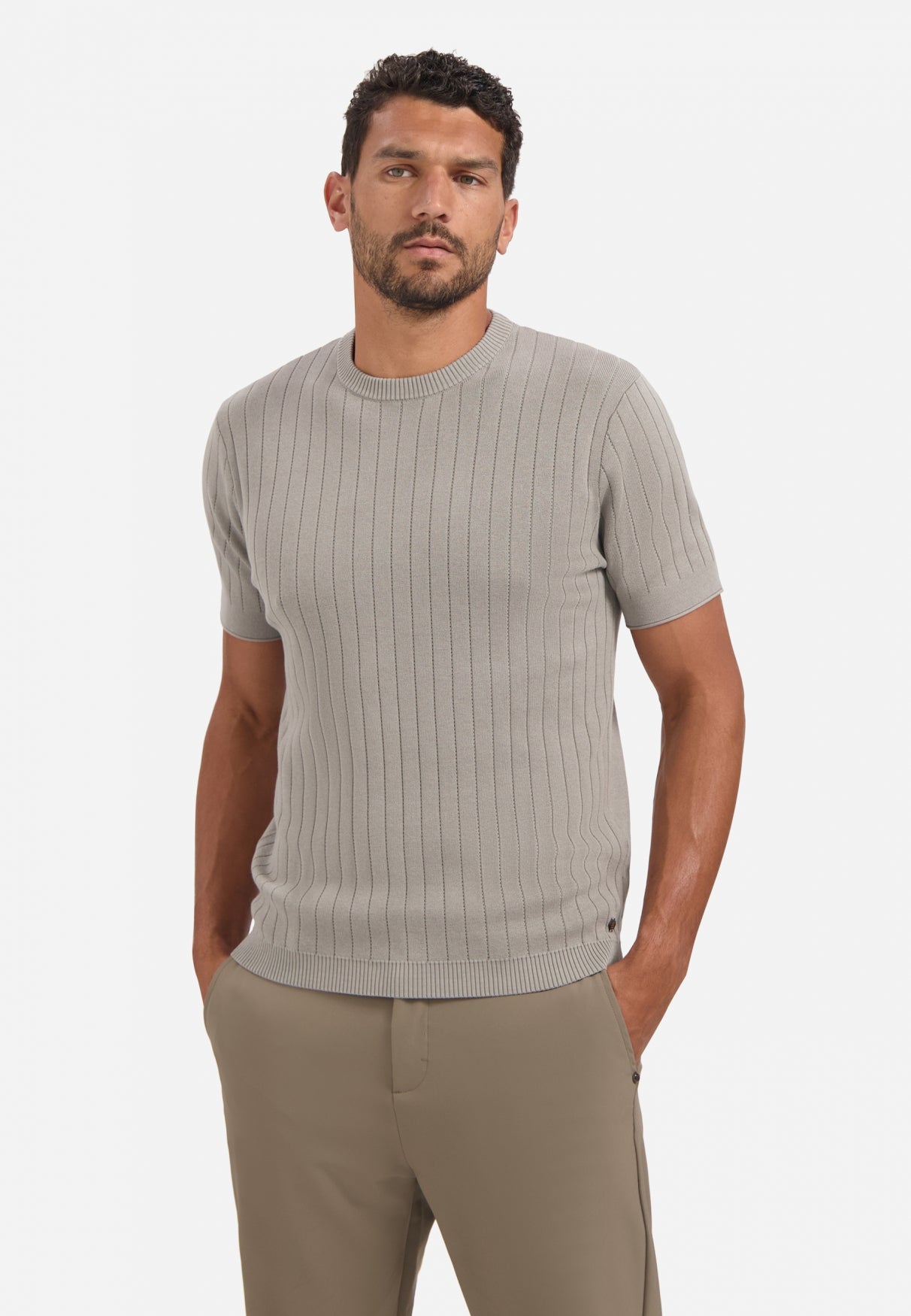 Gebreid T-shirt | Clay