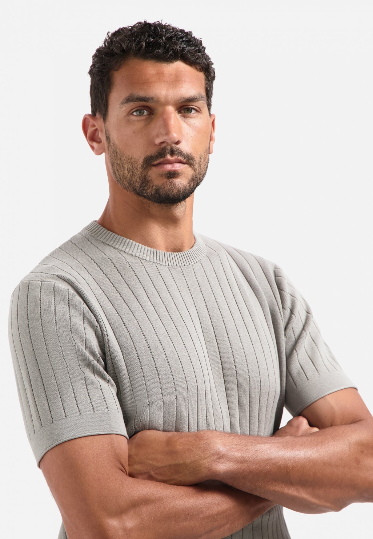 Gebreid T-shirt | Clay