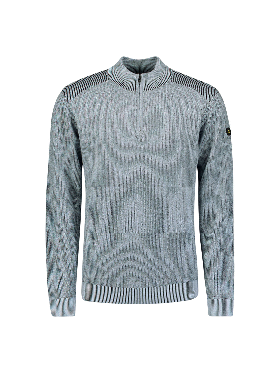 Trui met gestructureerde halve rits | Dusty Blue