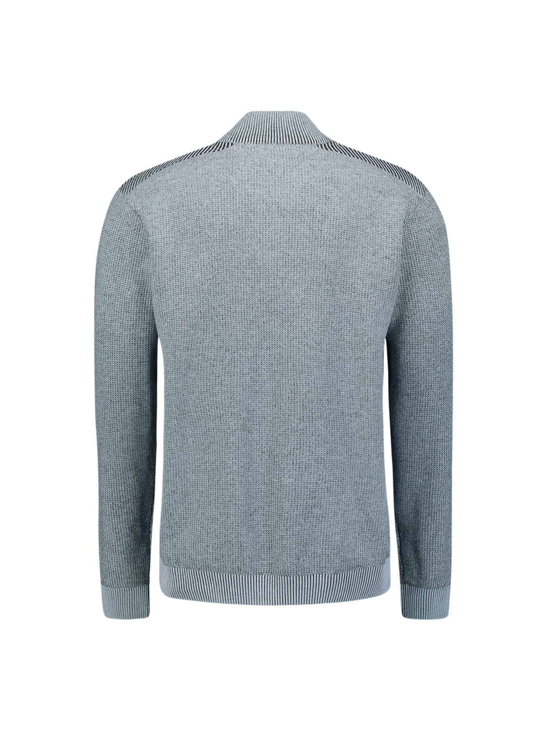 Trui met gestructureerde halve rits | Dusty Blue