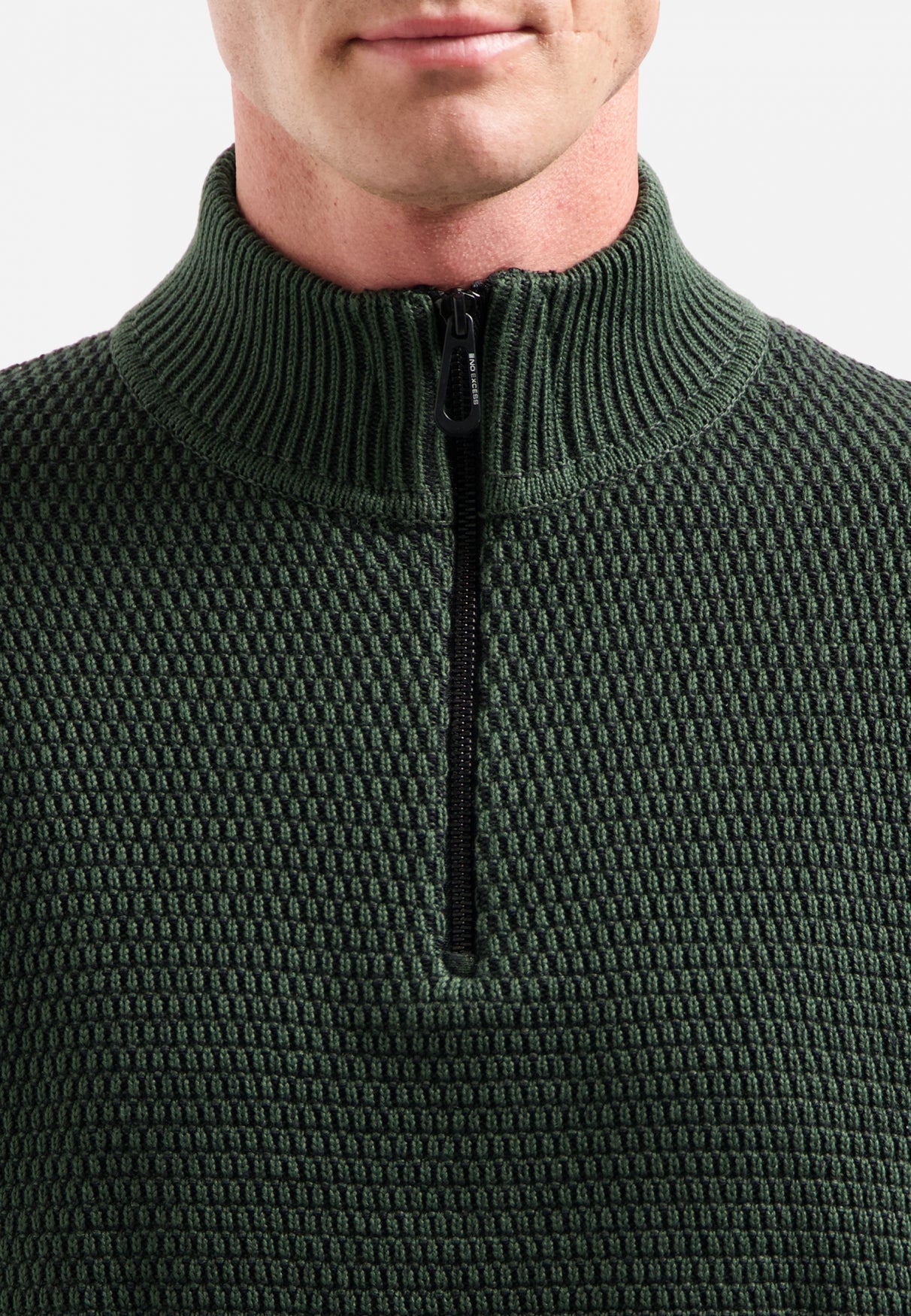 Melange half-zip jumper | Dark Green