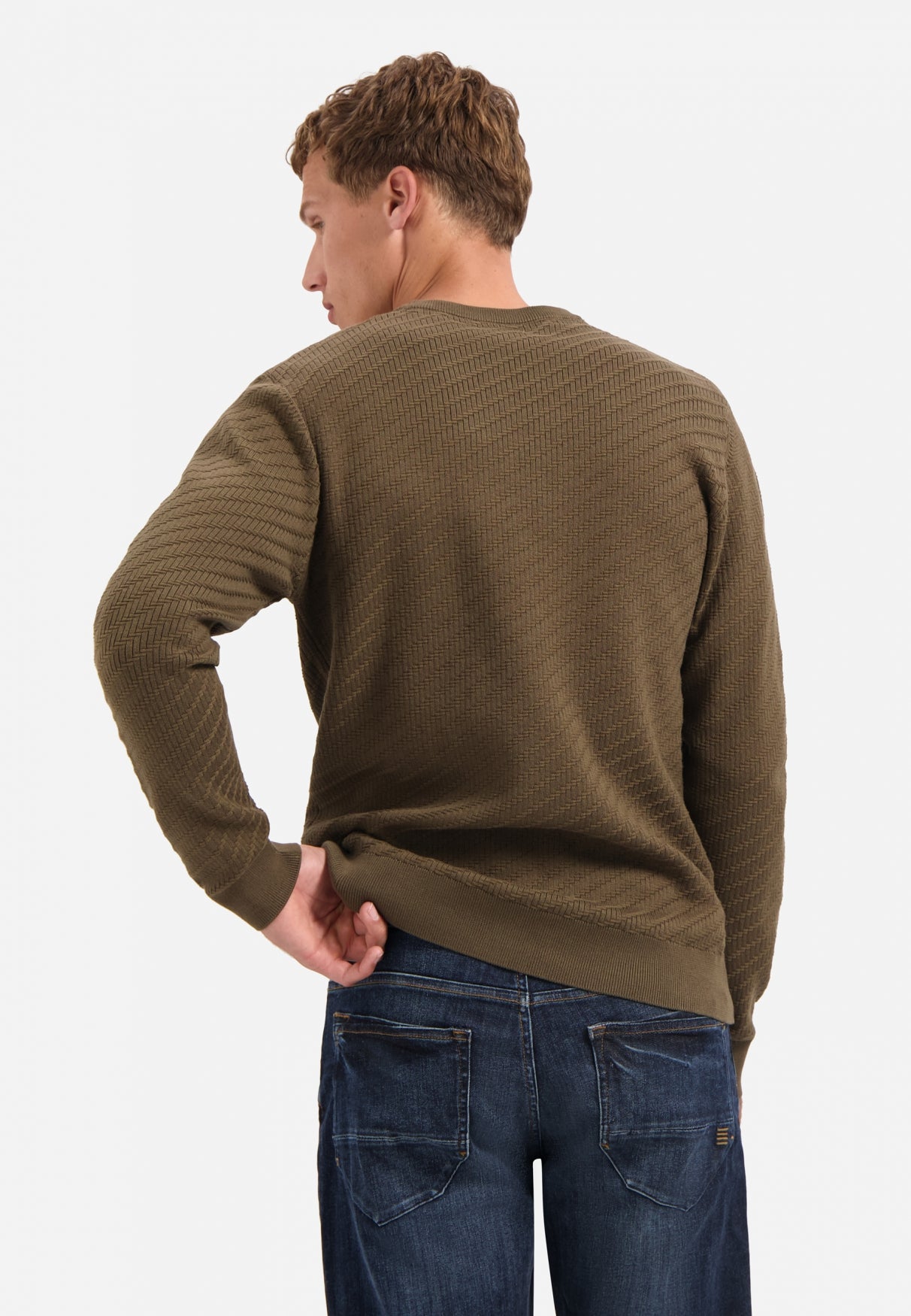 Diagonaal gebreide Trui | Taupe