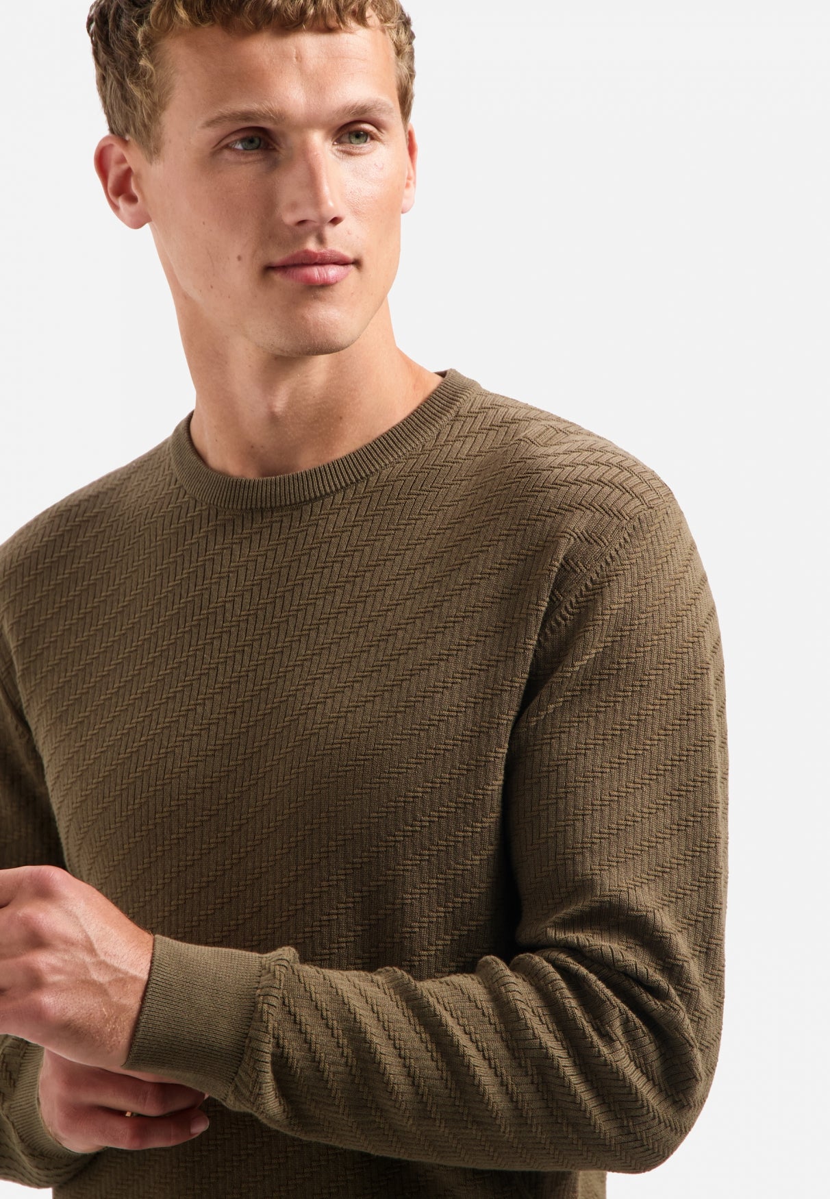 Diagonaal gebreide Trui | Taupe