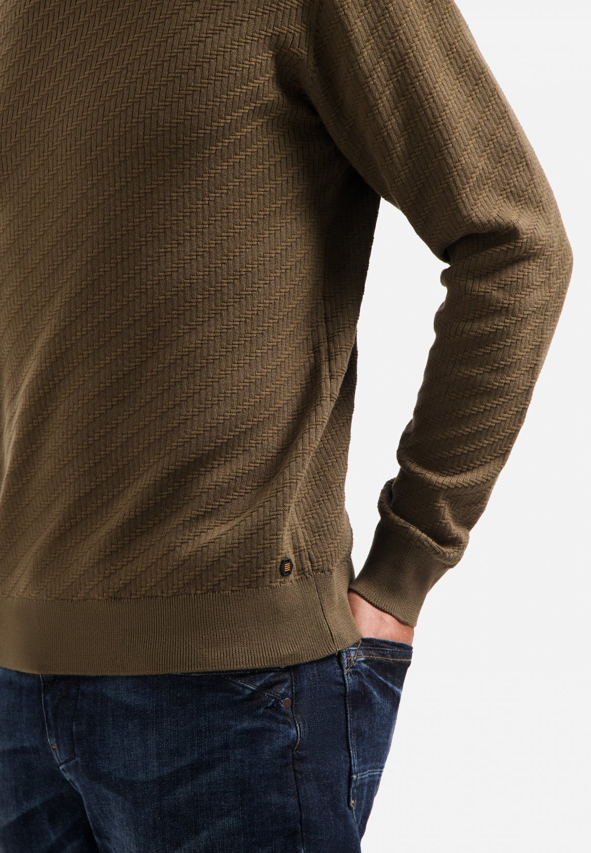 Diagonaal gebreide Trui | Taupe