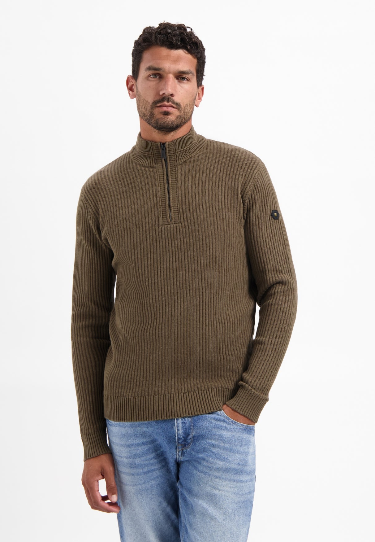 Trui van zware ribtricot | Taupe