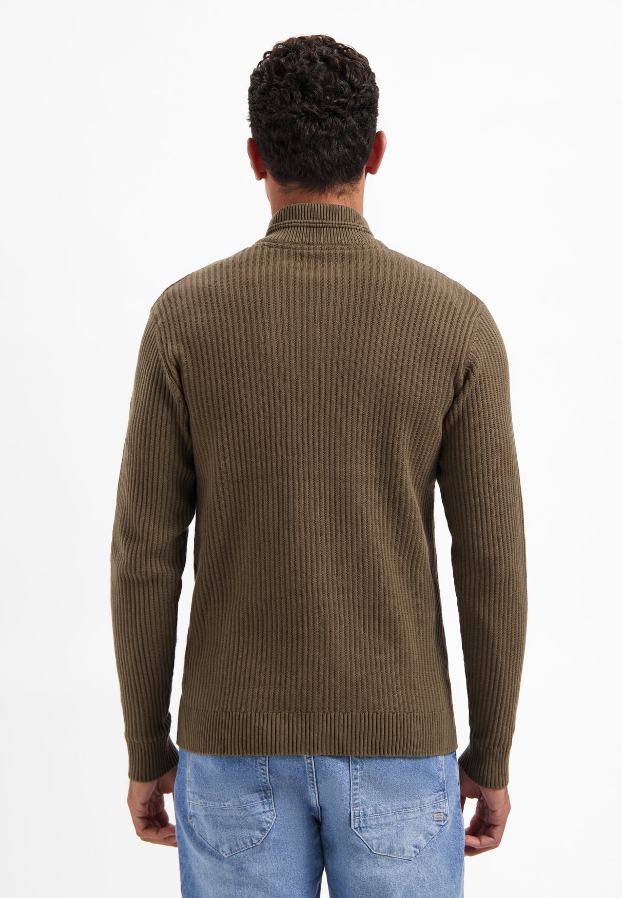 Trui van zware ribtricot | Taupe