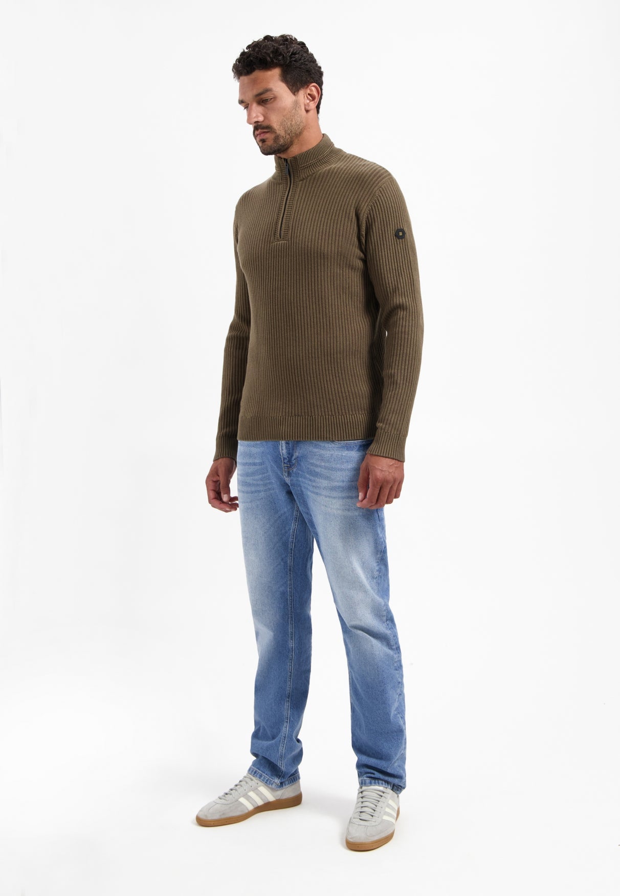 Trui van zware ribtricot | Taupe