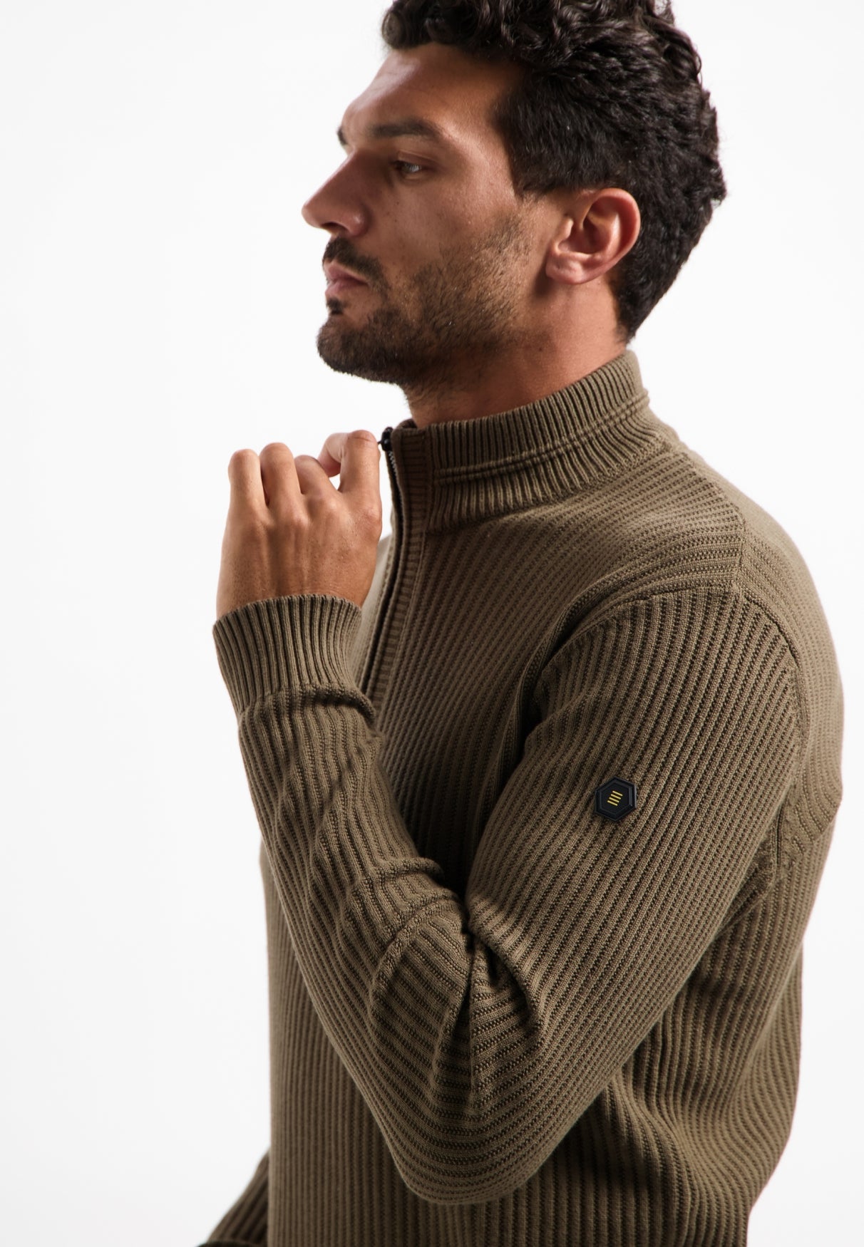 Trui van zware ribtricot | Taupe