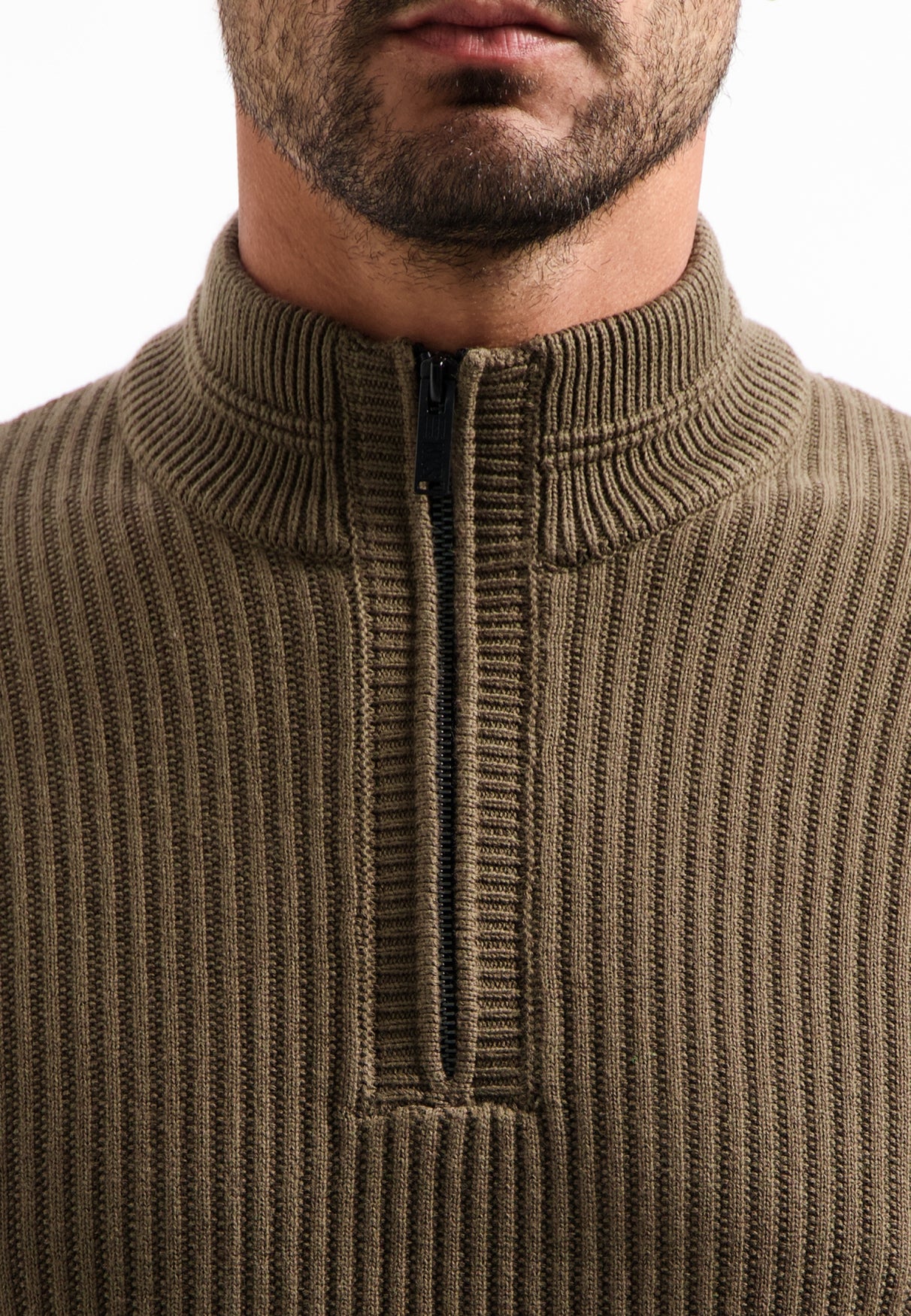Trui van zware ribtricot | Taupe