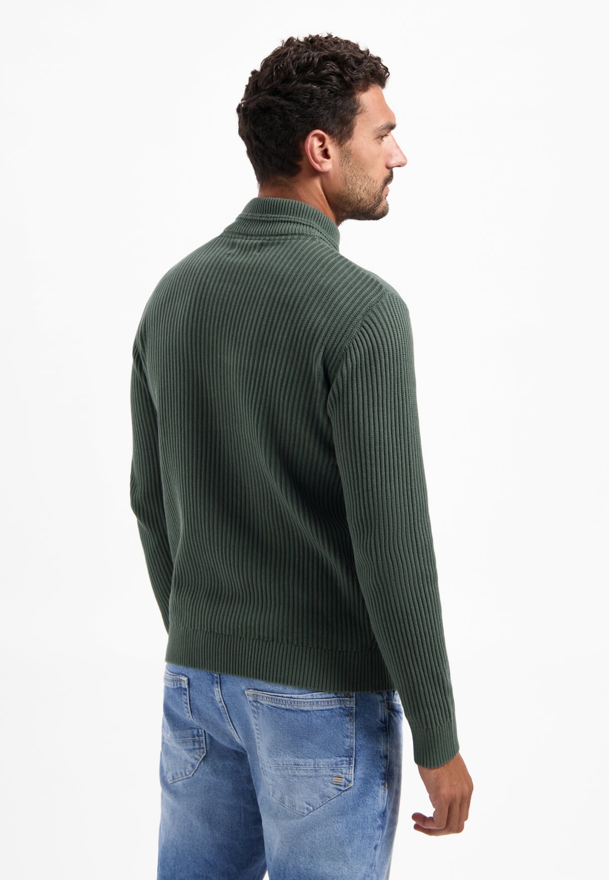 Trui van zware ribtricot | Dark Green