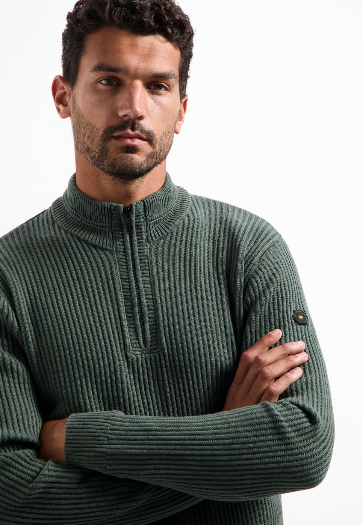 Trui van zware ribtricot | Dark Green