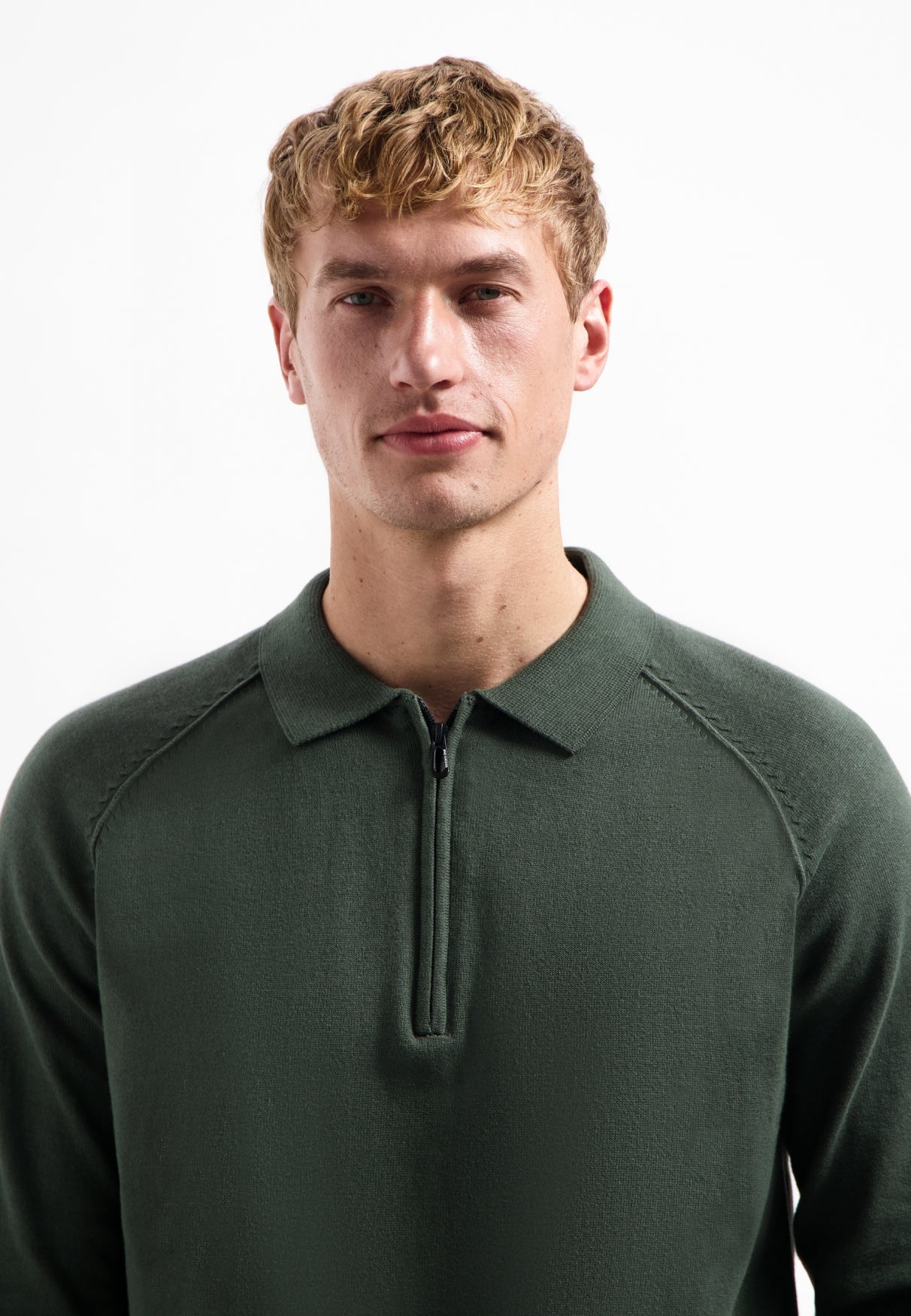 Trui met halve rits | Dark Green
