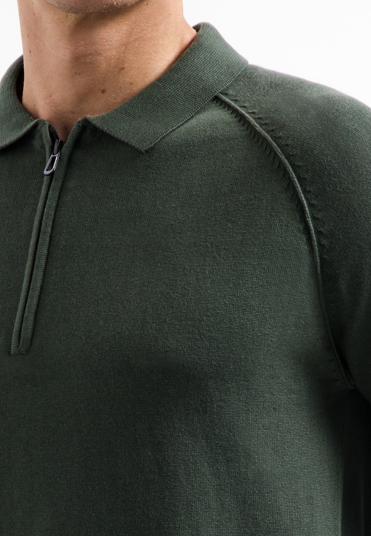 Trui met halve rits | Dark Green